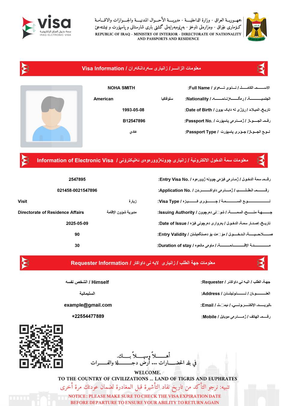 Iraq evisa Approval