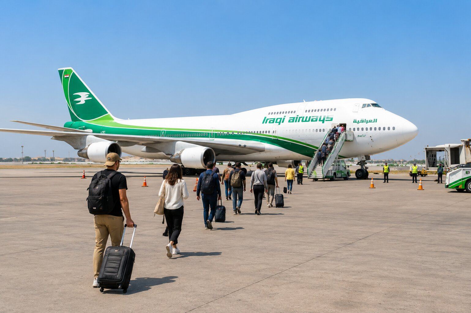 People Boarding An Iraqi Flight