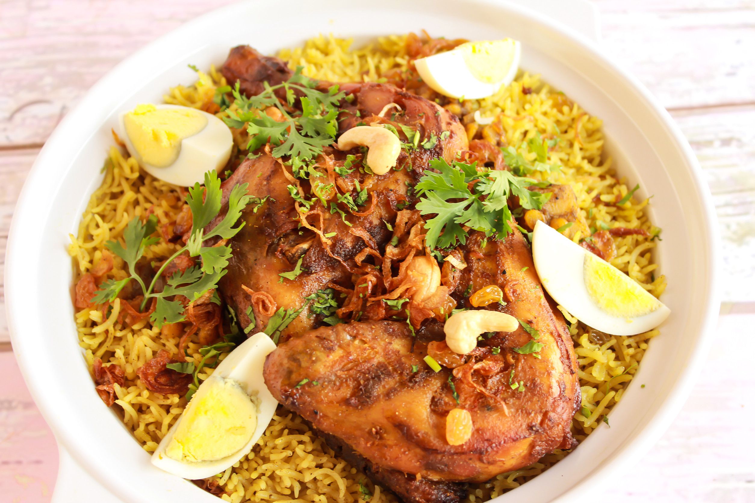 Spacial Chicken Quzi Or Ghozi Kabsa Mandi Rice Pulao With Fried