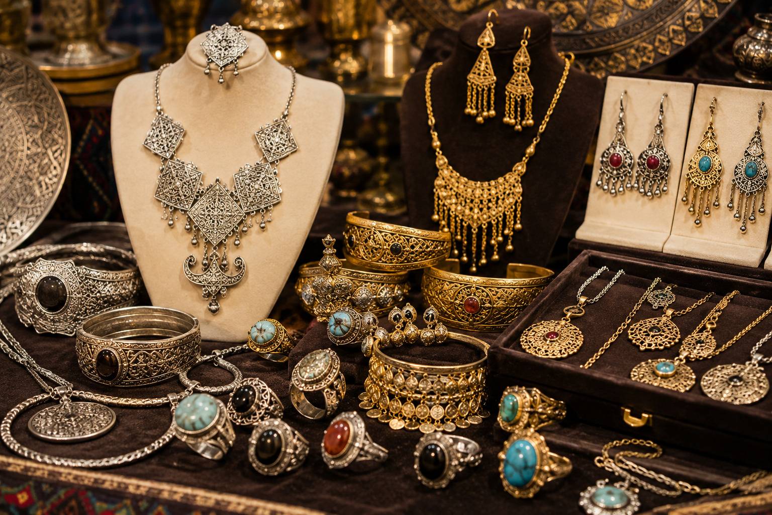 Traditional Iraqi Handcrafted Silver And Gold Jewellery