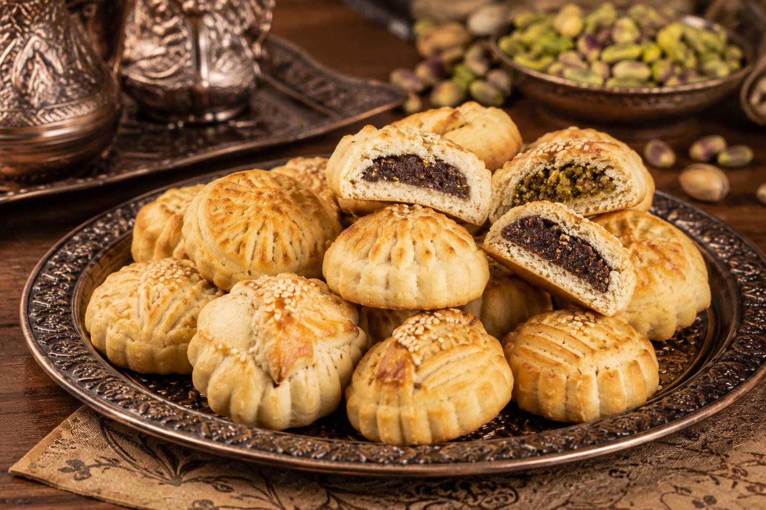 Traditional Iraqi Kleicha Filled Date Cookies