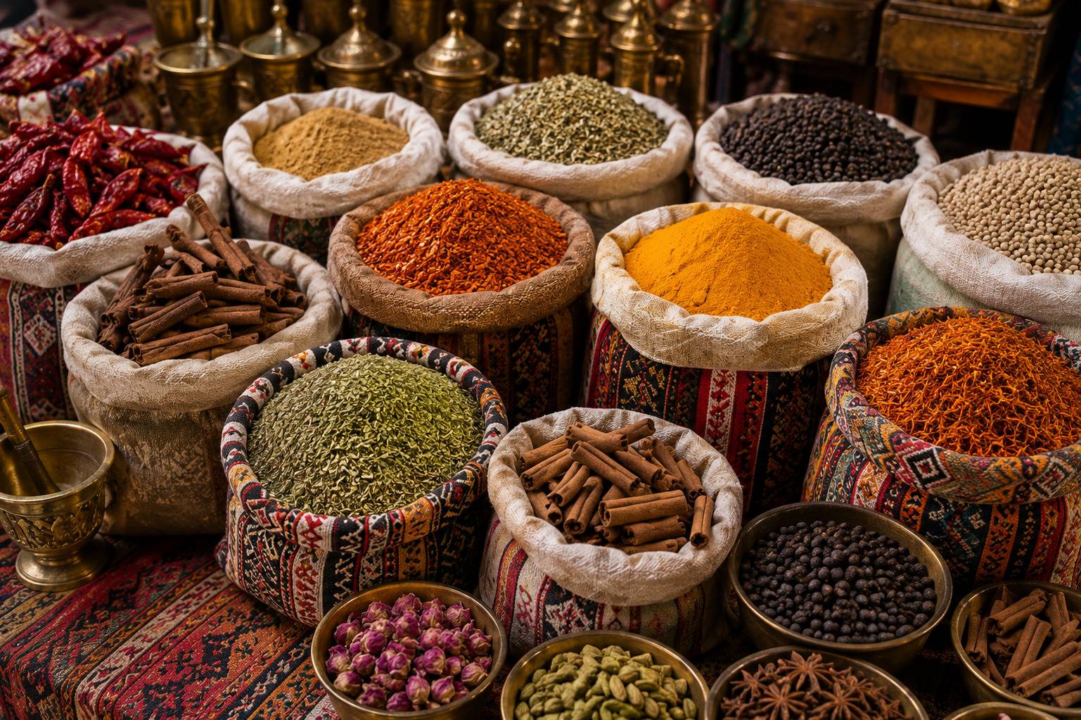Traditional Iraqi Spices In Market Display