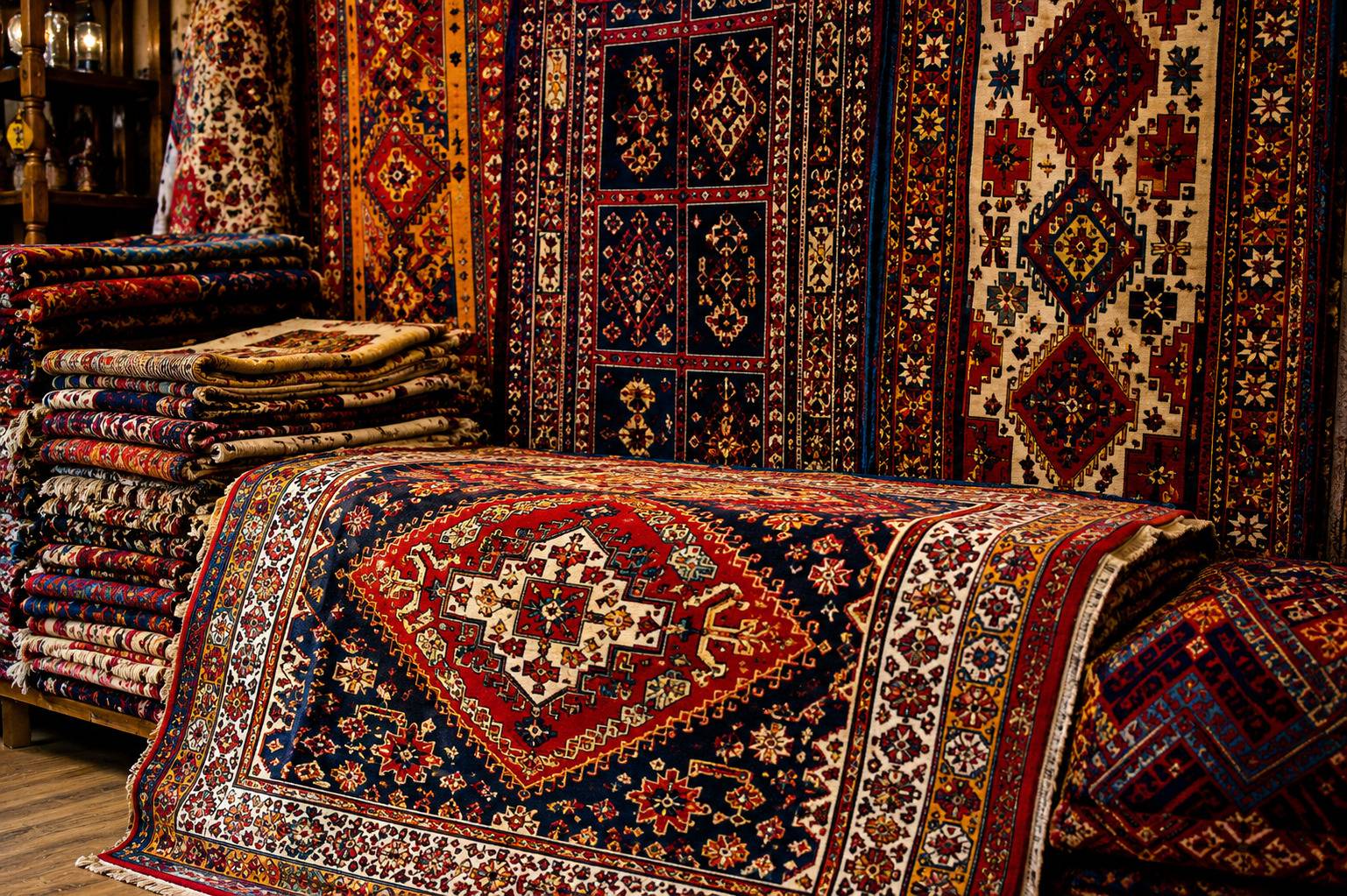 Traditional Kurdish Carpets In Iraqi Market