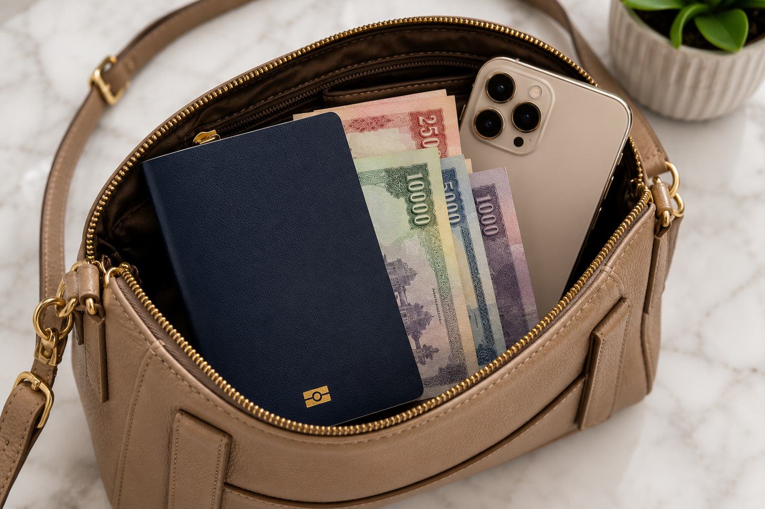 Travel Purse With Passport And Essentials