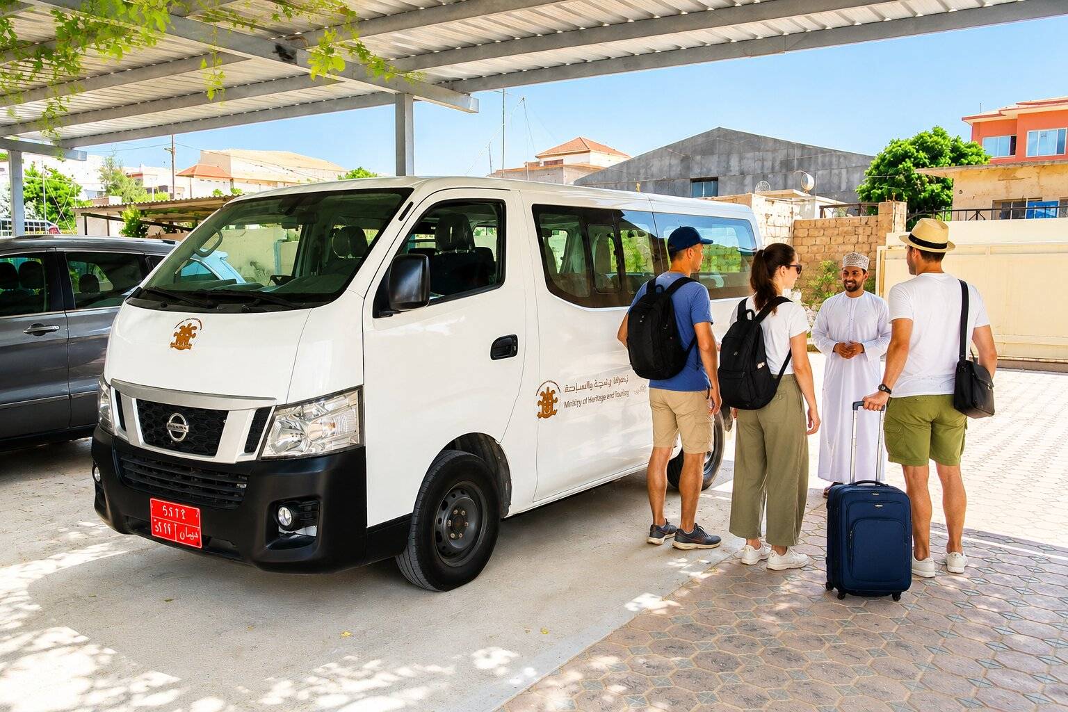 Travellers In Front Of A Minibus In Iraq