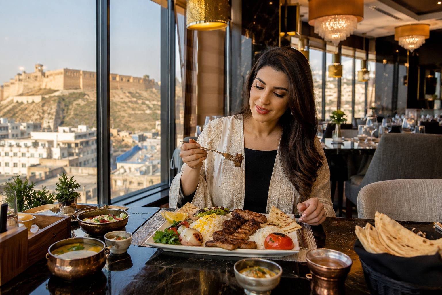 Woman Enjoying Traditional Kurdish Cuisine In Iraq
